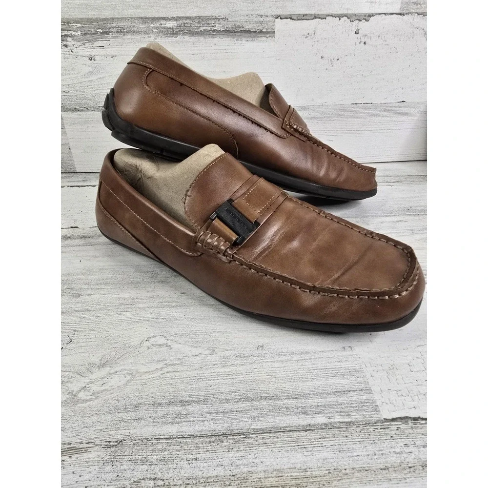 Kenneth‎ Cole Reaction Men's 9.5 Brown Tallan Buckle Driving Loafers Mocs EUC